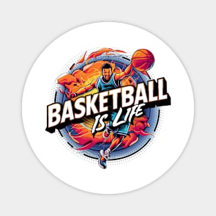 Slam Dunk Spirit - Fiery Basketball Art Magnet